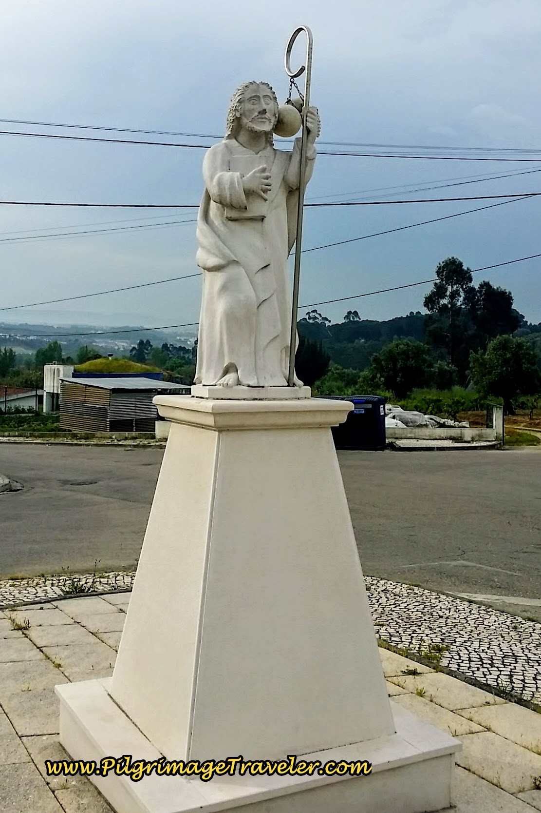 Pilgrim Statue in the Largo da Igreja, Trouxemil, Portugal
